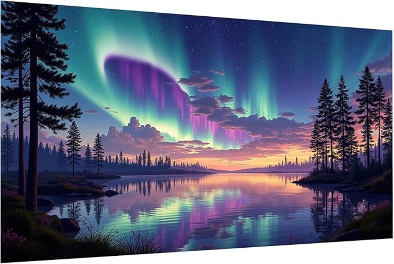Large Diamond Art Kits for Adults DIY 5D Aurora Diamond Painting Kits for Adults Full Drill Landscape Diamond Painting Scenery Gem Art Kits for Gift Home Wall Decor 27.5x15.7 Inch